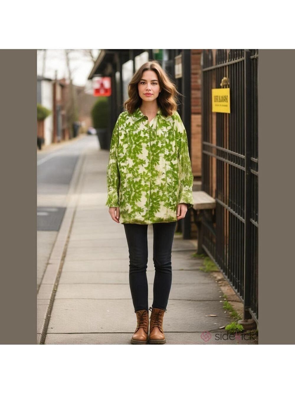 Eddie Bauer Small Spring Green Floral Button Up Coat / Jacket Maximalist